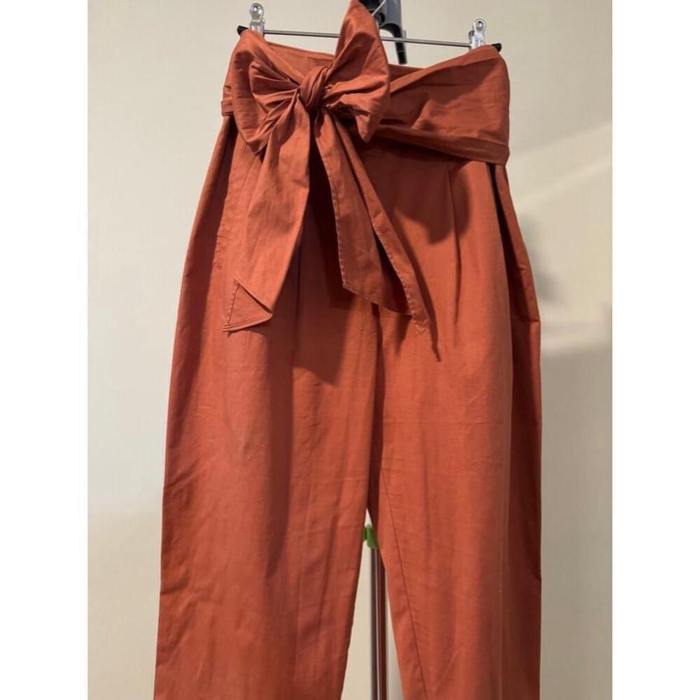 Women's Cartonnier Brown Bow Tie Waist Pants Size 6 - Picture 2 of 8